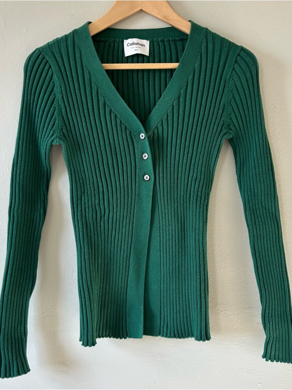 Callahan Green Ribbed Knit Cardigan